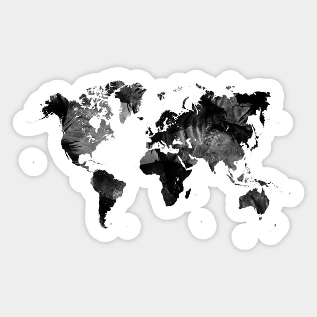 Black watercolor world map Sticker by hedehede